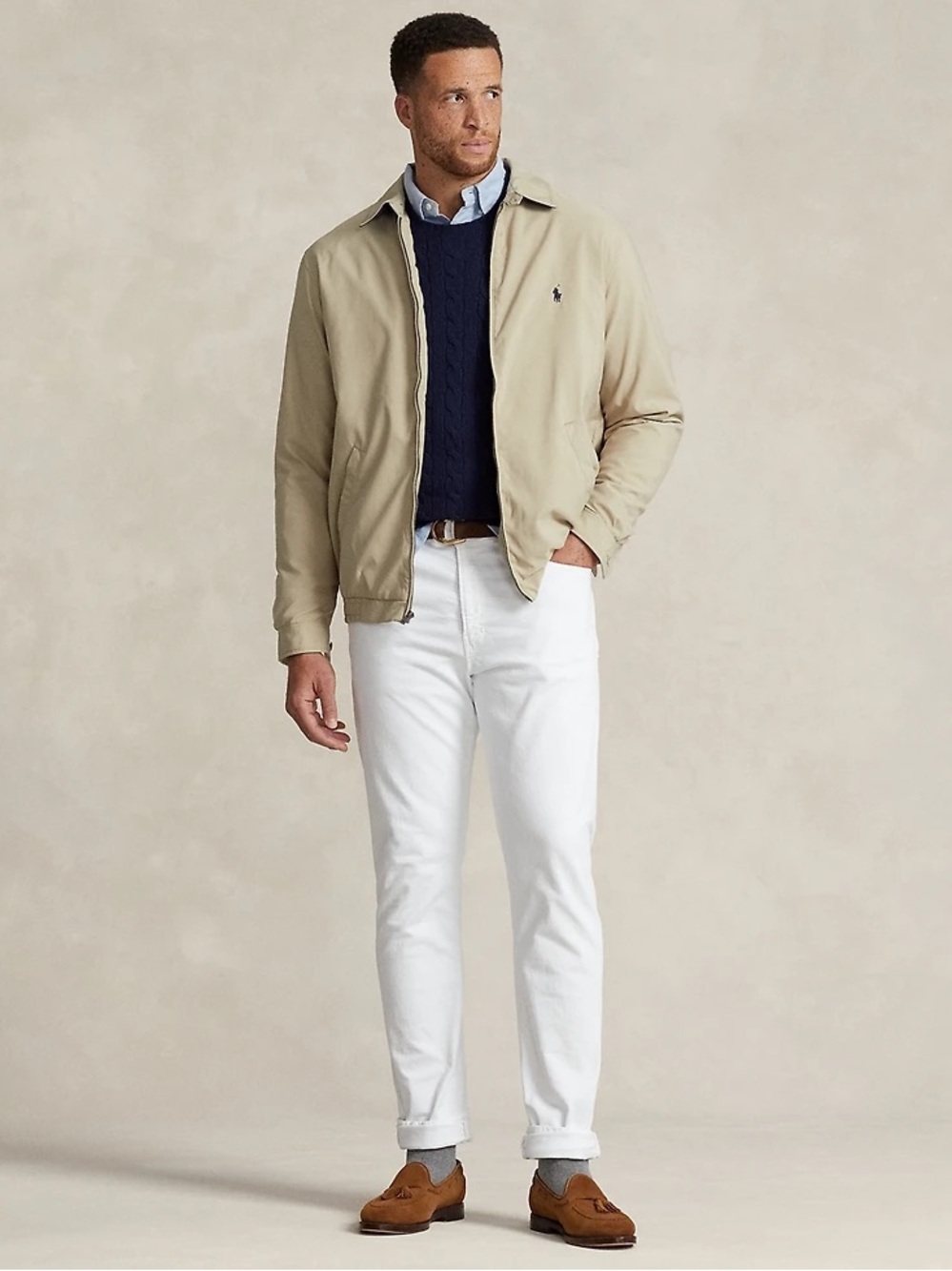 Vintage Polo Ralph Lauren Harrington Jacket Khaki Bi-Swing Windbreaker Large - Picture 3 of 7